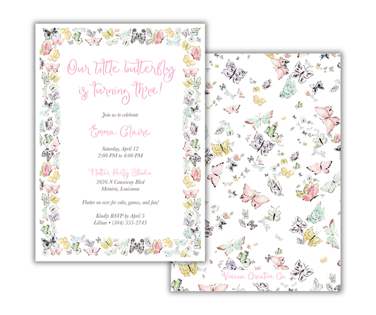 Butterfly Kisses Birthday Invitation