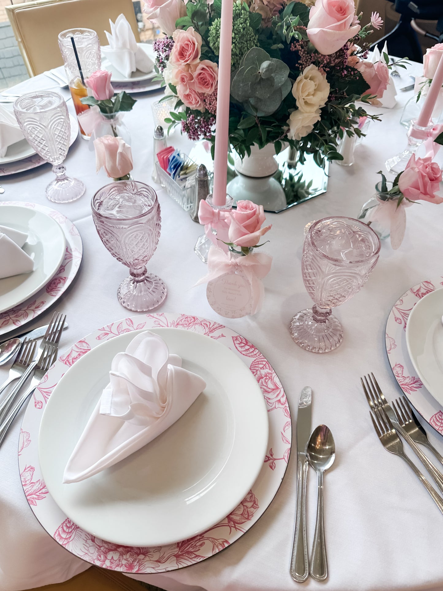 Pink Toile Acrylic Charger Plate