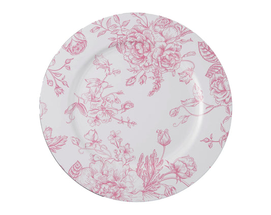 Pink Toile Acrylic Charger Plate