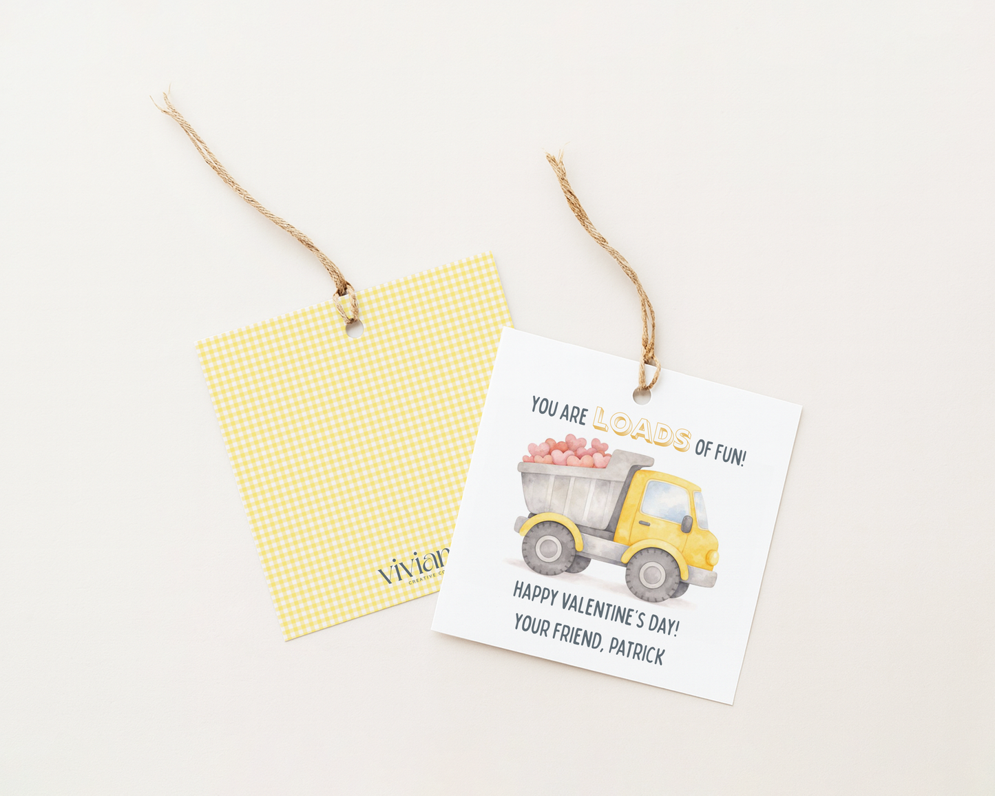 Loads of Fun Dump Truck Valentine Tag