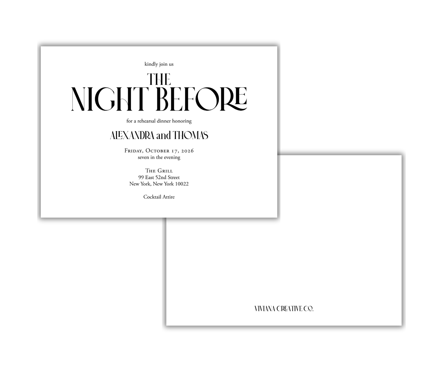 Noir Moderne Rehearsal Dinner Invitation