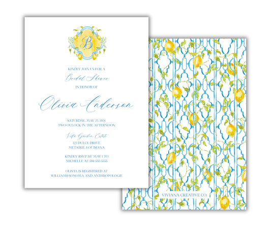 Villa Limoné Crest Bridal Shower Invitation