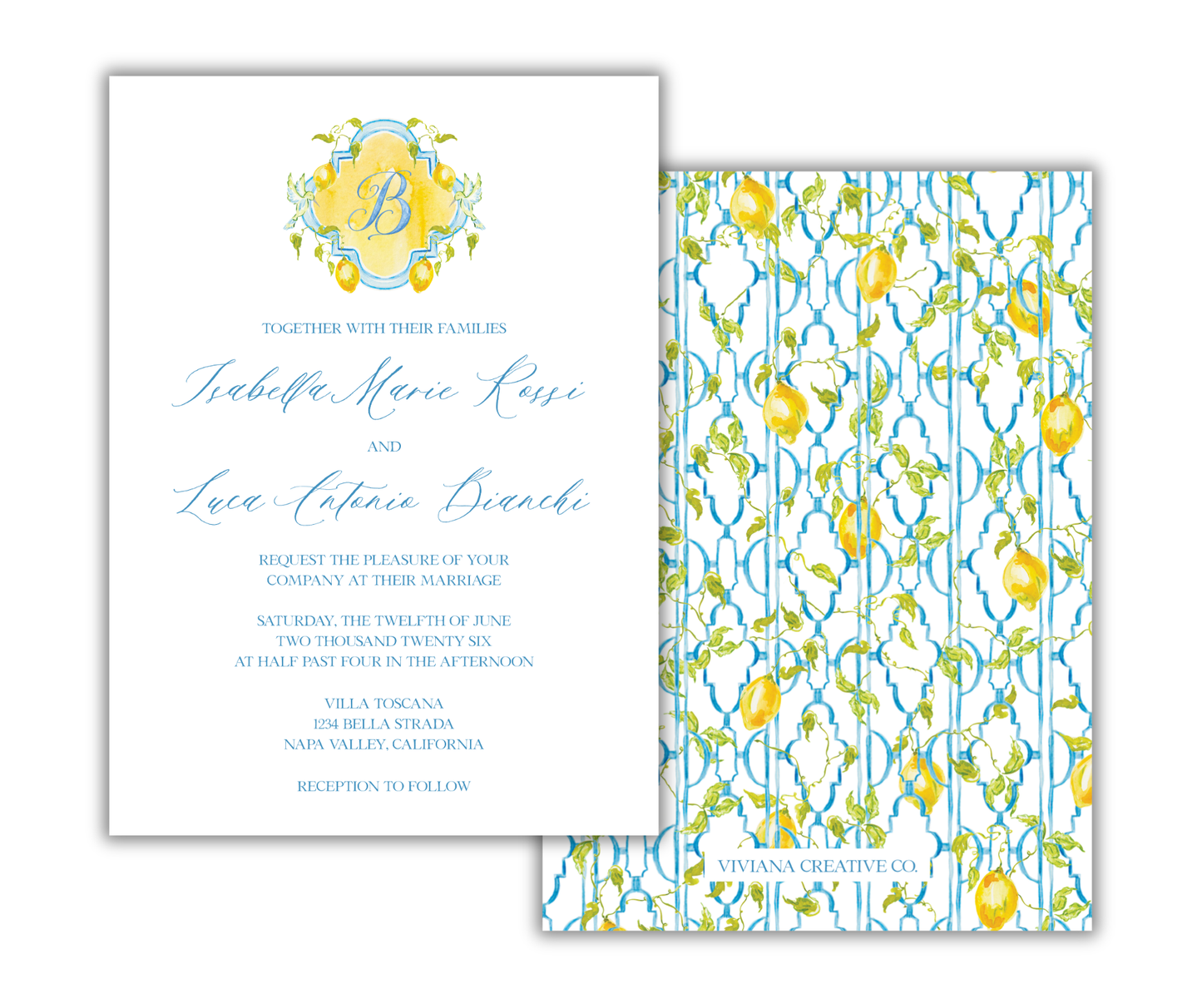 Villa Limoné Crest Wedding Invitation