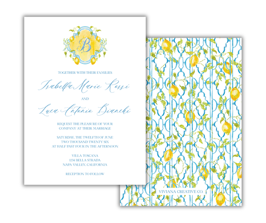 Villa Limoné Crest Wedding Invitation